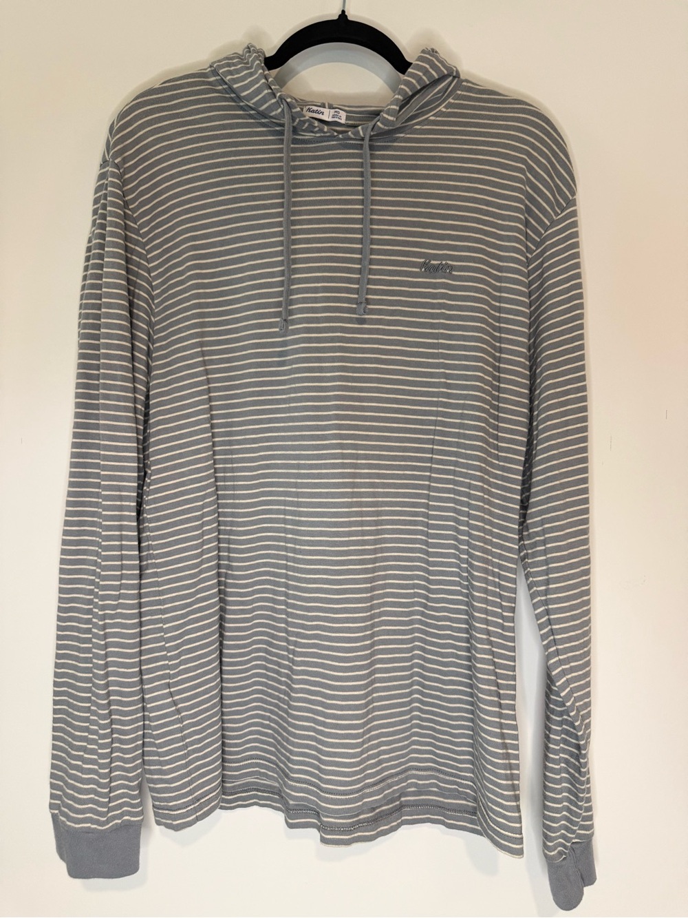 Katin Gray and White Striped Hooded Long-Sleeve Shirt